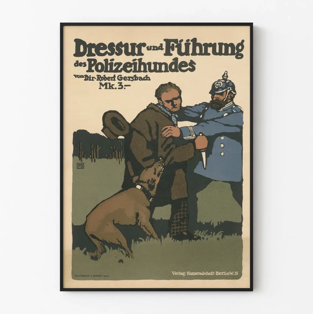 Plakat vintage szkolenie psa policyjnego