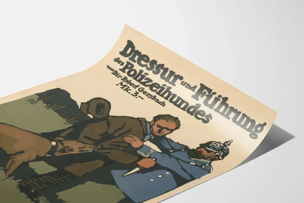 Plakat vintage szkolenie psa policyjnego
