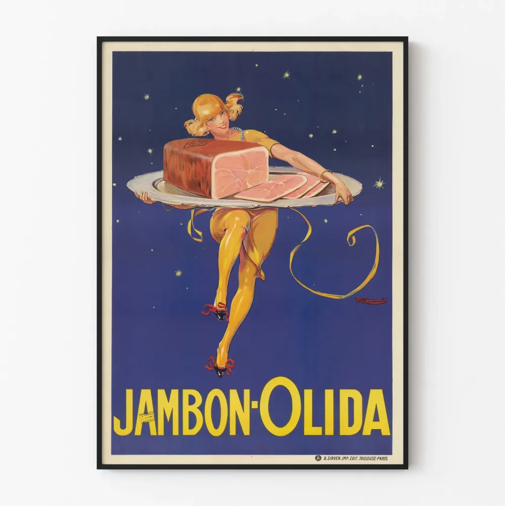 Plakat Vintage Szynka Olida Kobieta i Kawałek Szynki
