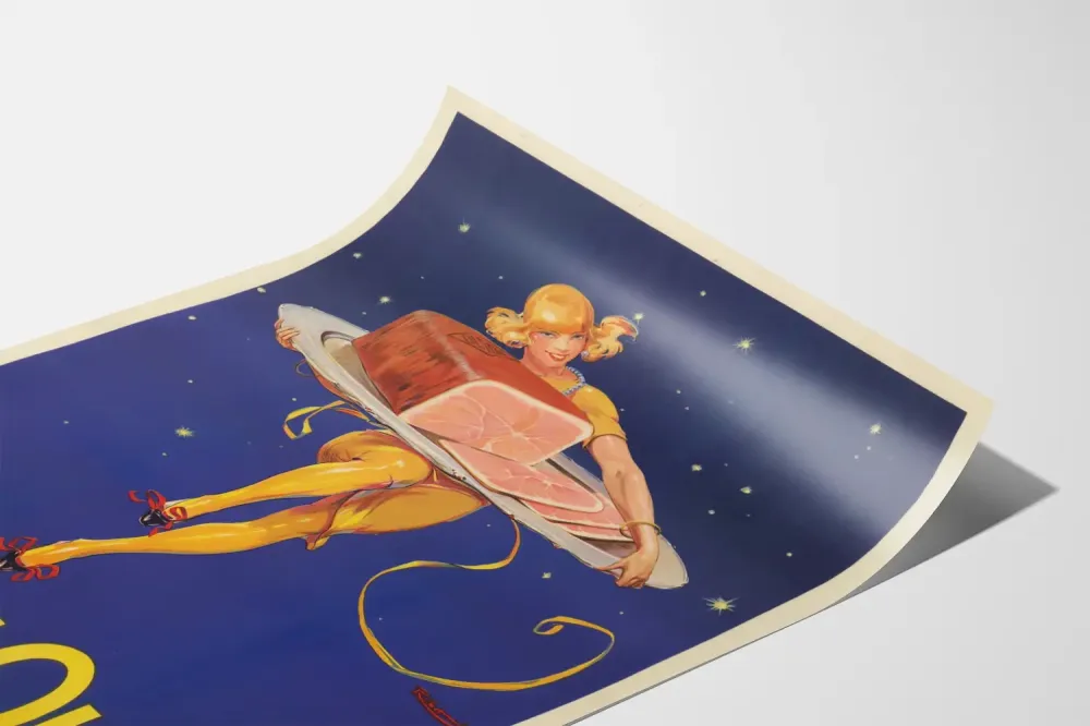Plakat Vintage Szynka Olida Kobieta i Kawałek Szynki