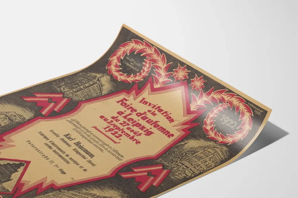 Plakat vintage Targi jesienne w Lipsku 1922 zaproszenie muzyczne