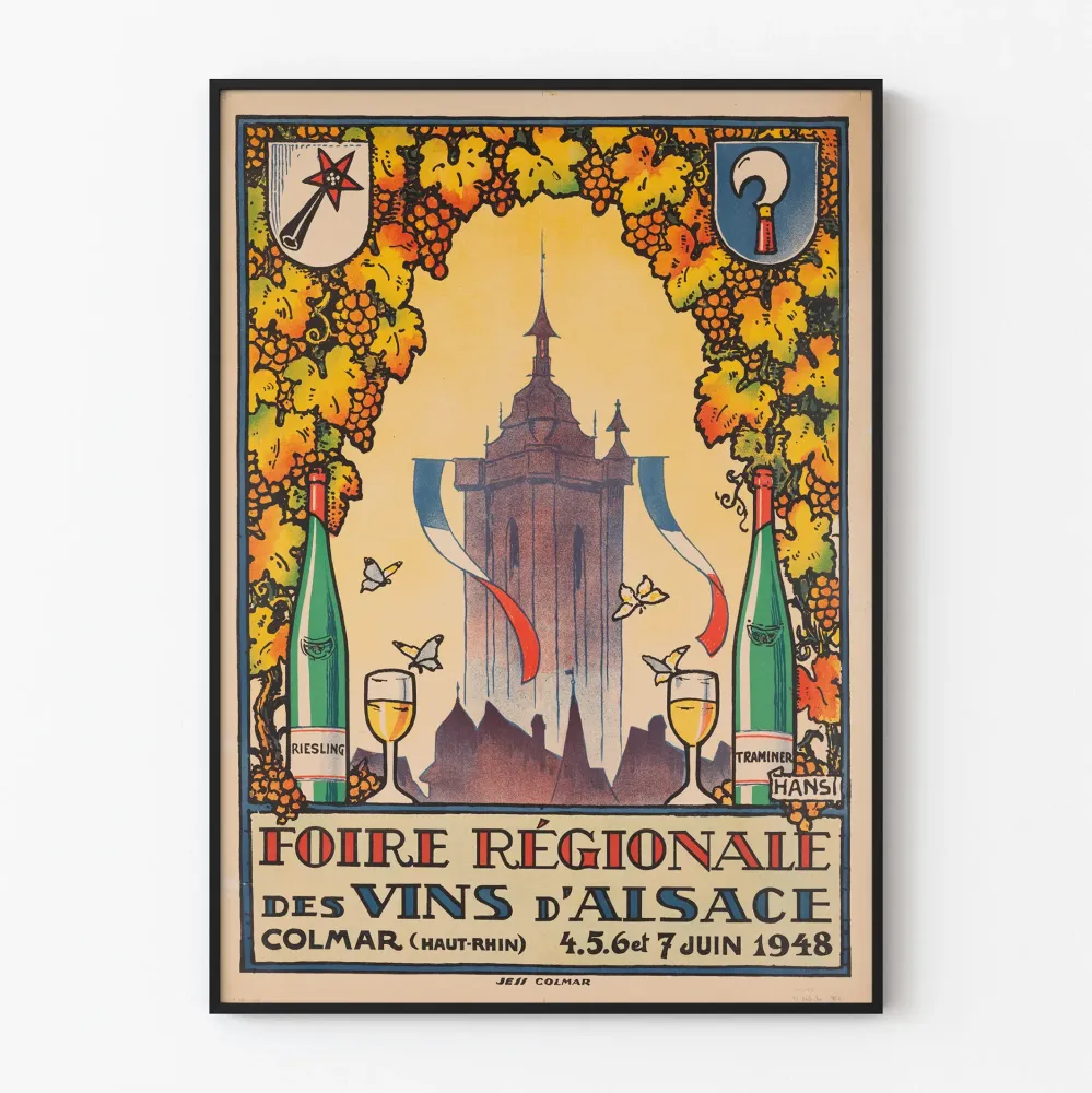Plakat vintage Targi Win z Alzacji Colmar 1948