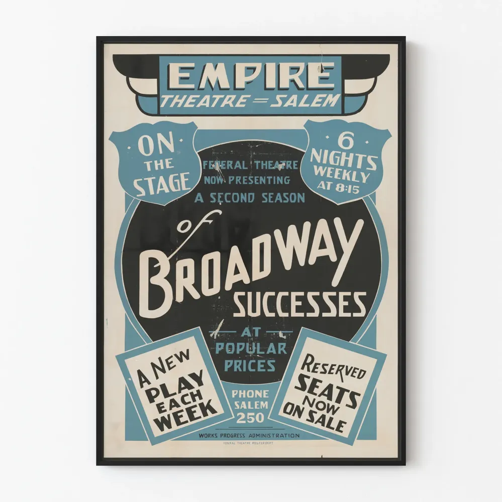 Plakat vintage Teatr Broadway - Empire Theatre Salem