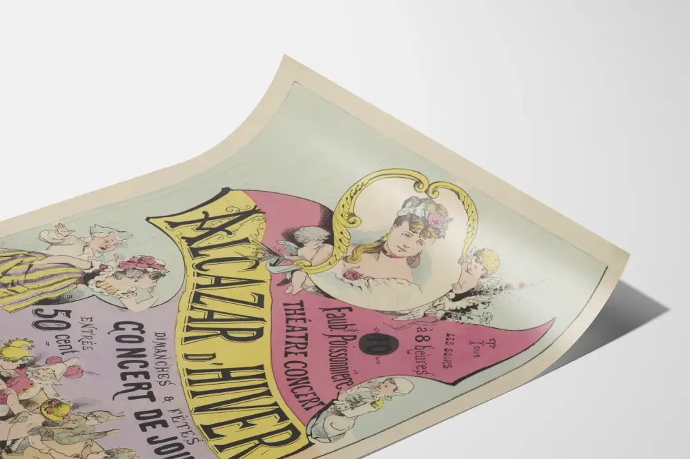 Plakat vintage Teatr Koncert Alcazar Zima Faubourg Poissonnière