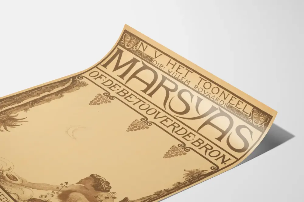 Plakat vintage teatr Marsjas naturalny wystrój