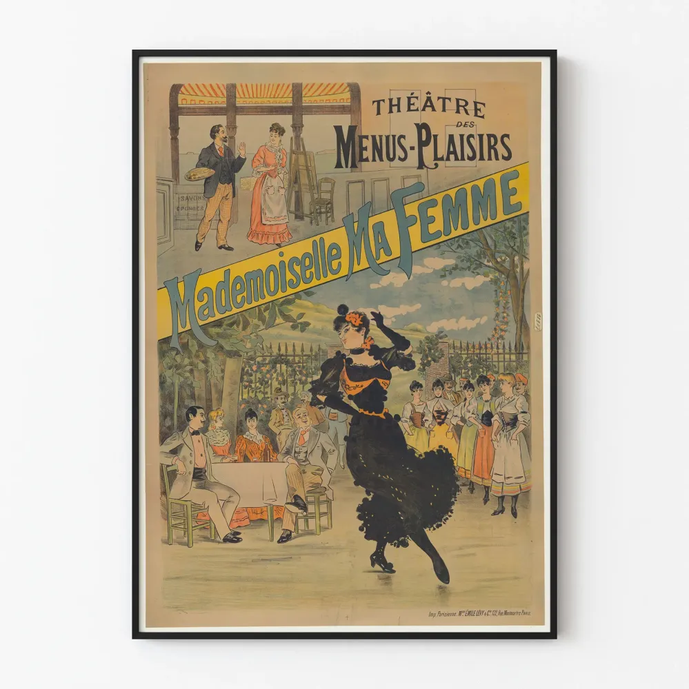 Plakat vintage Teatr Menus-Plaisirs Mademoiselle Ma Żona
