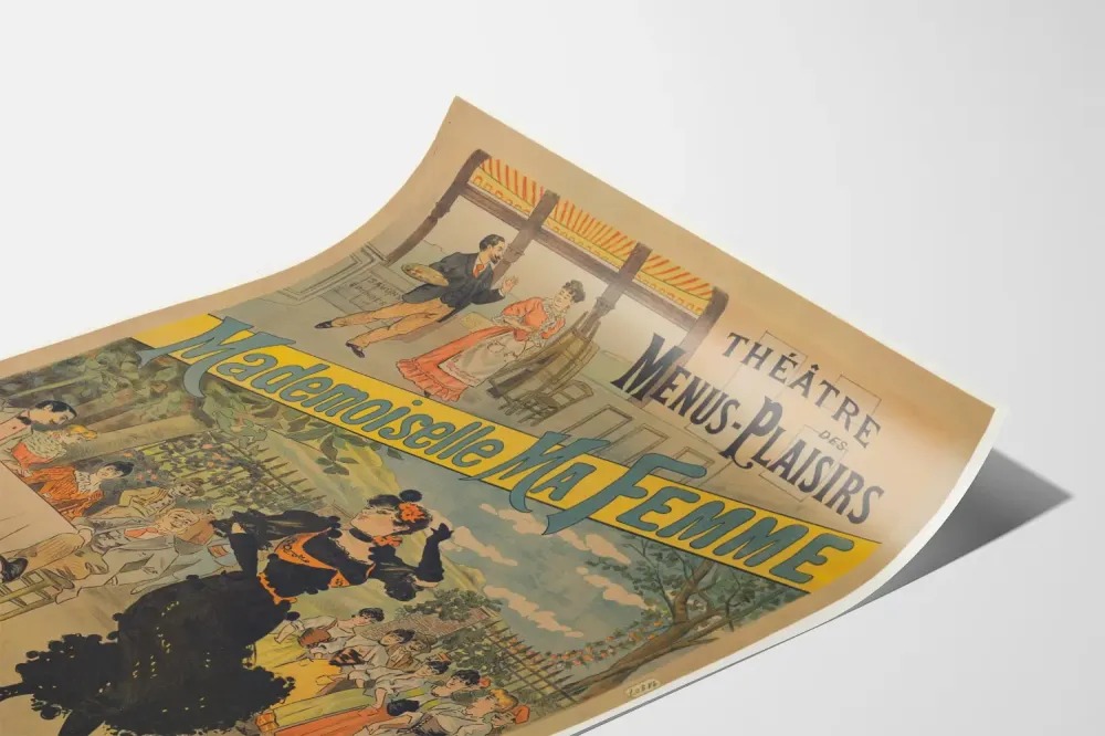 Plakat vintage Teatr Menus-Plaisirs Mademoiselle Ma Żona
