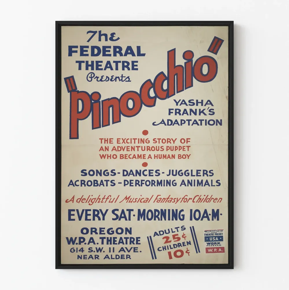 Plakat vintage teatr Pinokio Federal Theatre