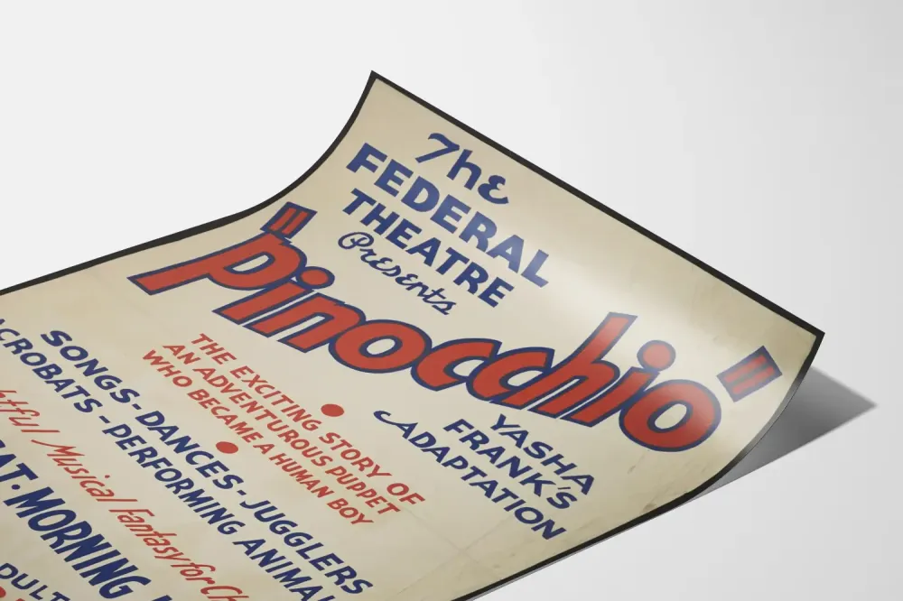 Plakat vintage teatr Pinokio Federal Theatre