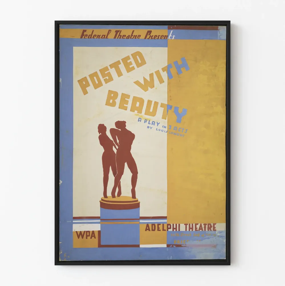 Plakat vintage Teatr « Posted Beauty » z rzeźbiarskimi sylwetkami