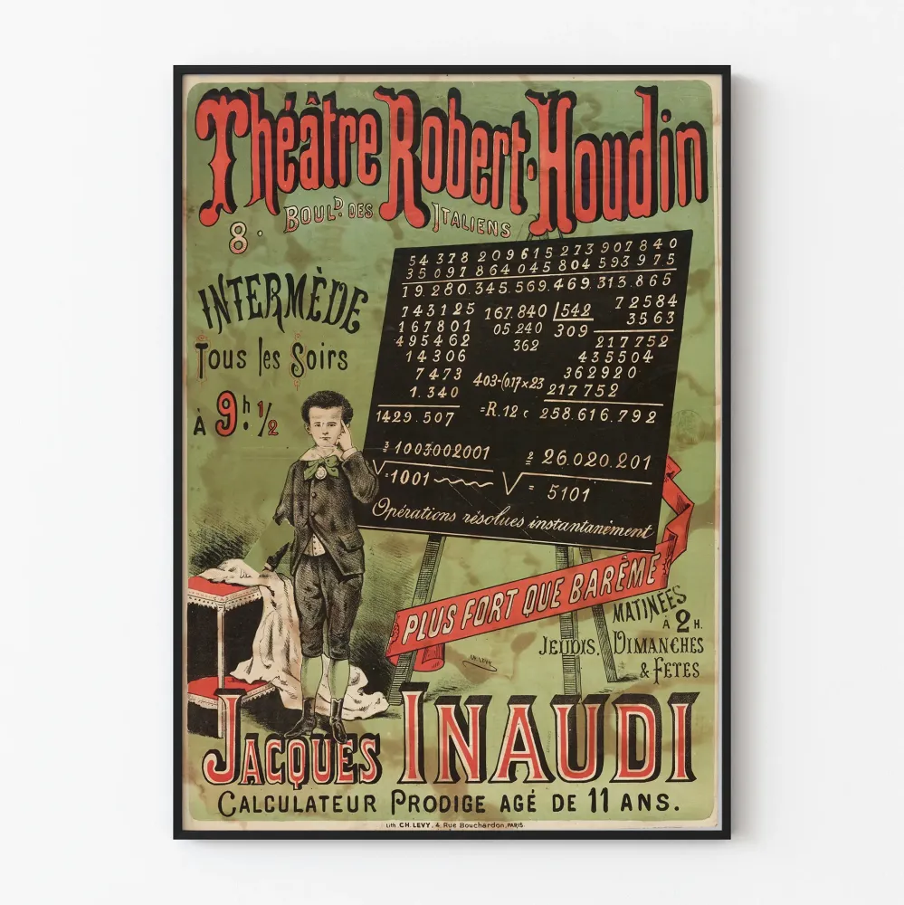 Plakat vintage Teatr Robert-Houdin Jacques Inaud Obliczacz cudowny