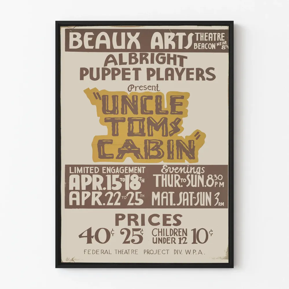 Plakat vintage Teatr Uncle Tom's Cabin Albright Puppet Players