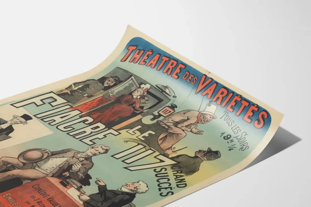 Plakat vintage Teatr Variétés - Le Fiacre 117, komedia-vaudeville w 3 aktach