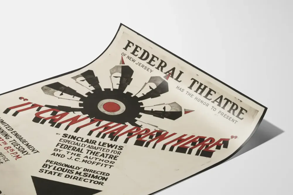Plakat vintage teatralny „It Can't Happen Here” Federal Theatre New Jersey