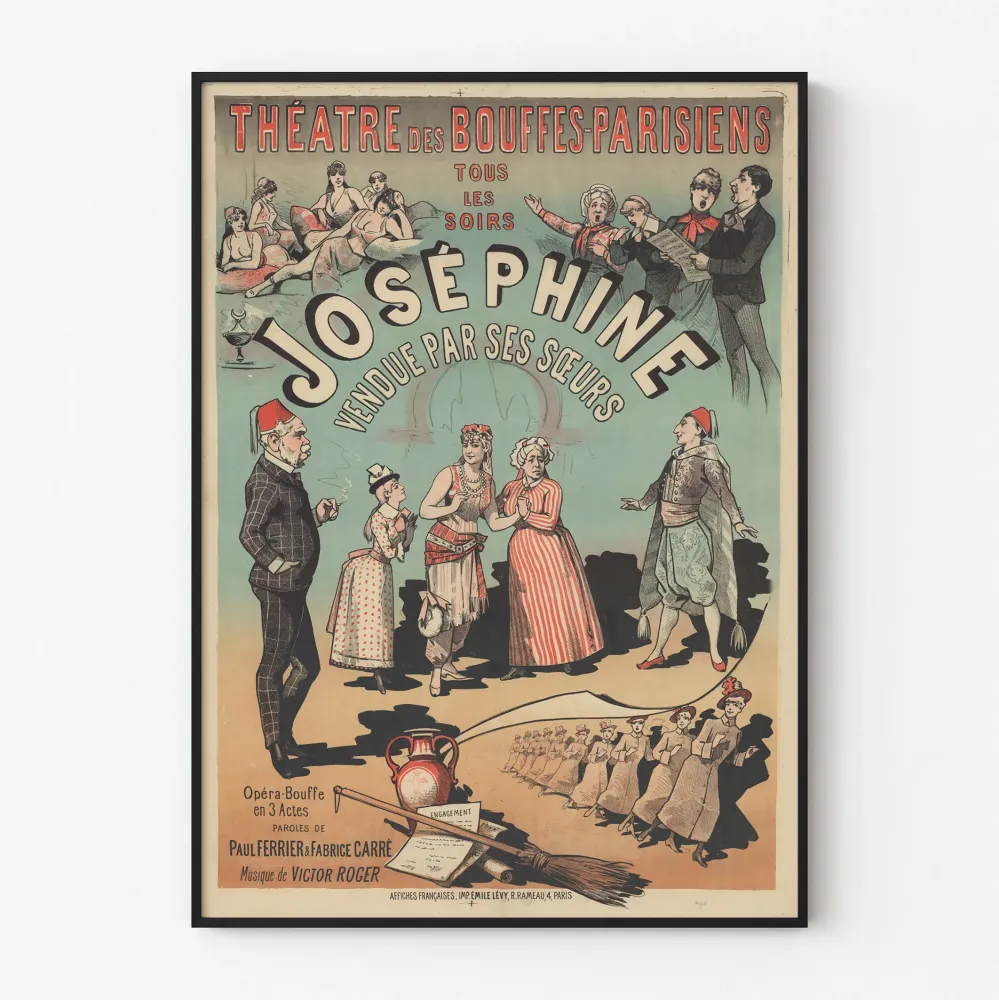 Plakat vintage teatralny Joséphine sprzedany przez jej siostry - Opera komiczna