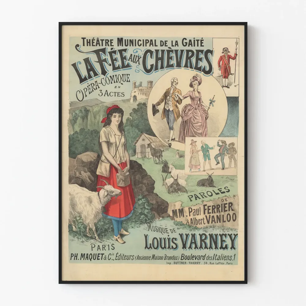 Plakat vintage teatru La Fée aux Chèvres opera komiczna