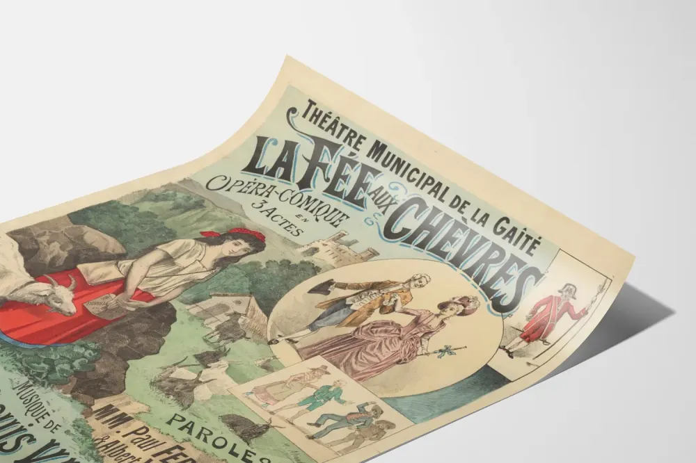 Plakat vintage teatru La Fée aux Chèvres opera komiczna