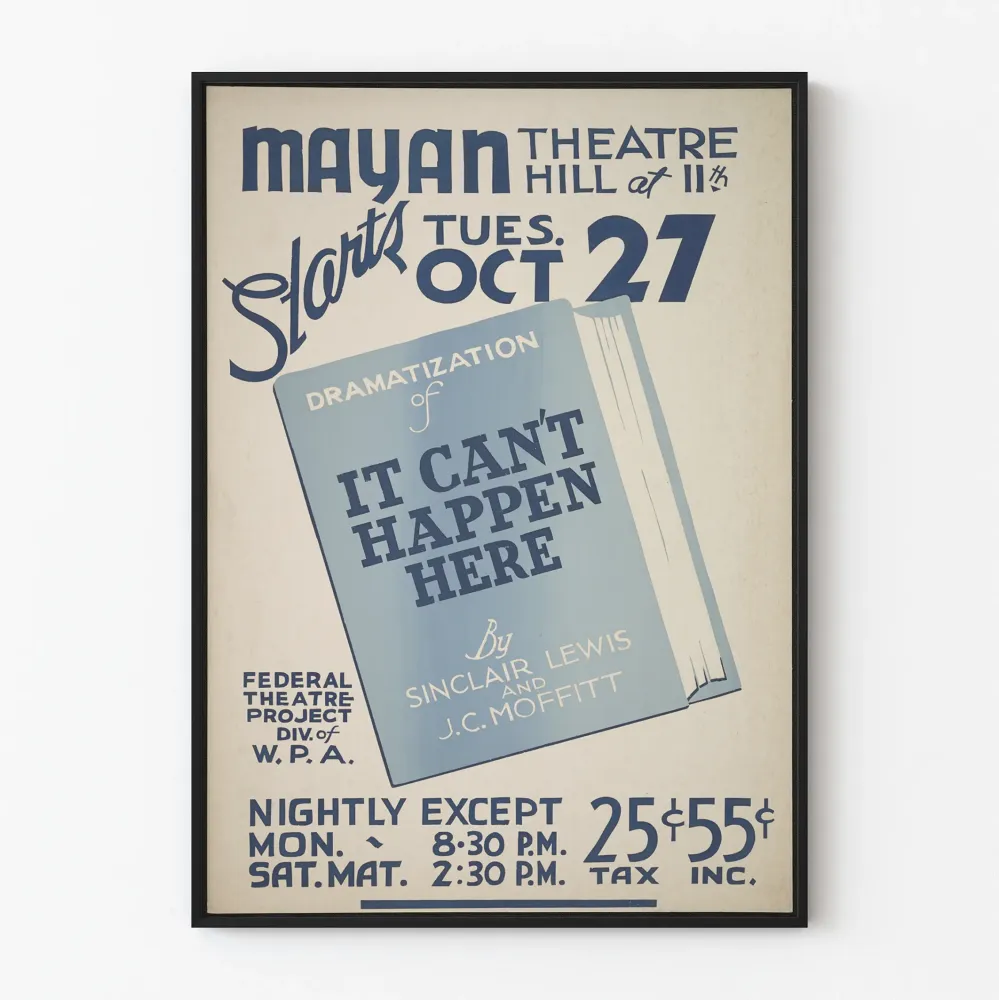 Plakat vintage teatru Mayan - It Can't Happen Here