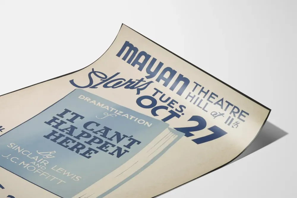 Plakat vintage teatru Mayan - It Can't Happen Here