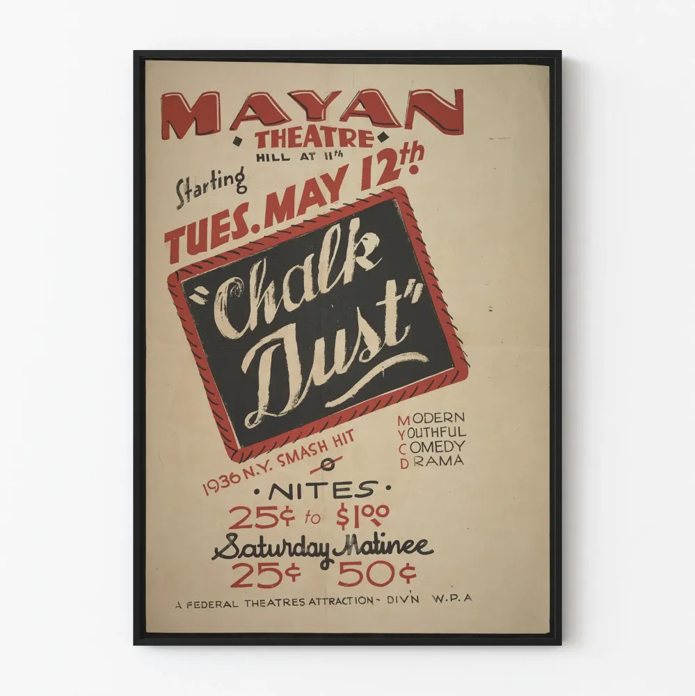 Plakat vintage teatru Mayan „Chalk Dust” 1936