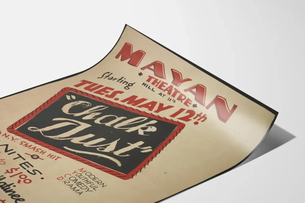 Plakat vintage teatru Mayan „Chalk Dust” 1936