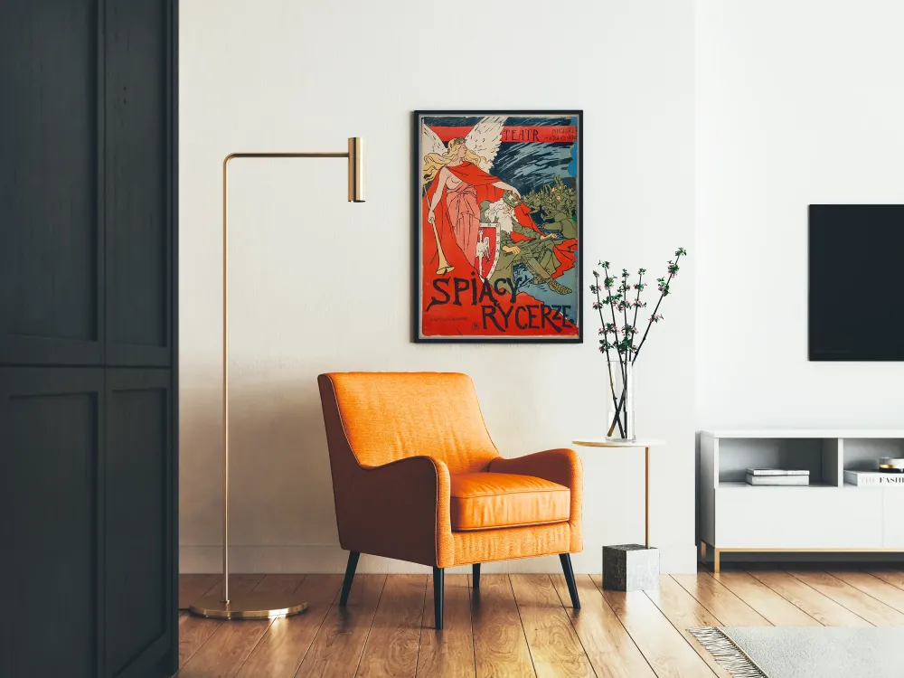 Plakat vintage teatru Spiacy Rycerze w Krakowie