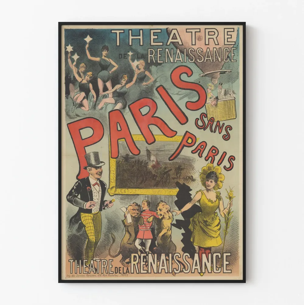 Plakat vintage teatru Théâtre de la Renaissance Paryż bez Paryż