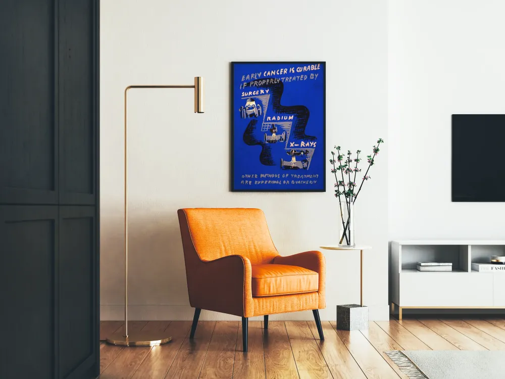 Plakat Vintage na temat Wczesnego Leczenia Raka chirurgią i radioterapią