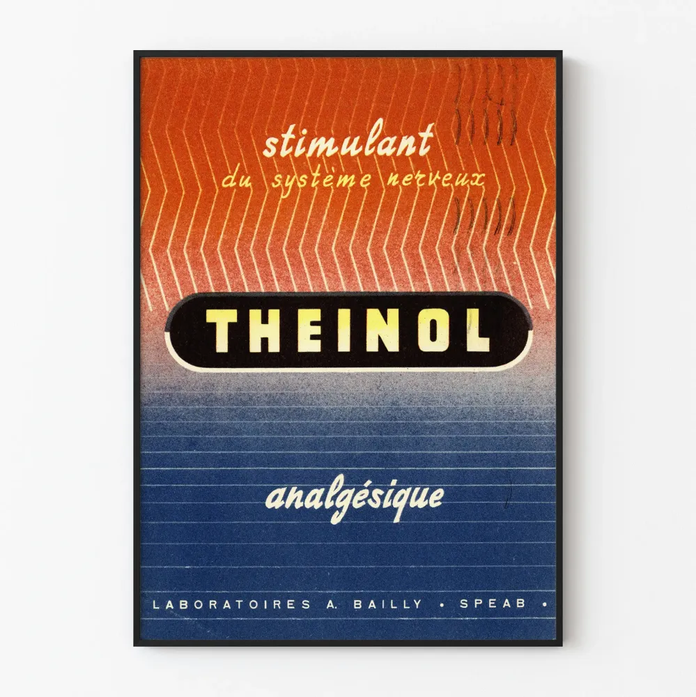 Plakat vintage THEINOL stymulant i środek przeciwbólowy