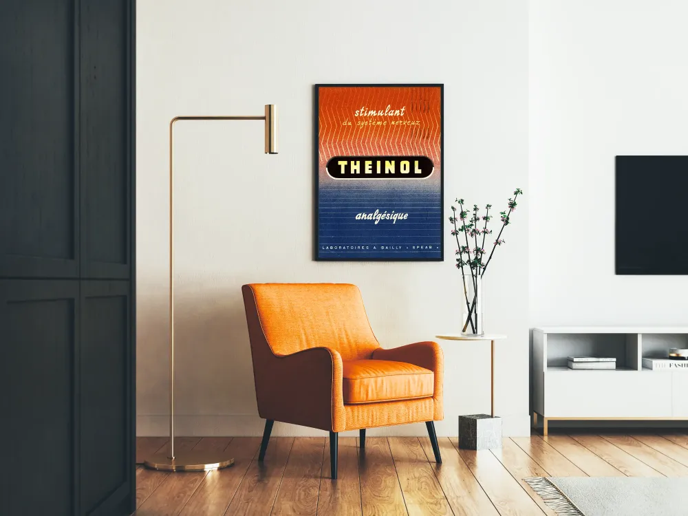 Plakat vintage THEINOL stymulant i środek przeciwbólowy