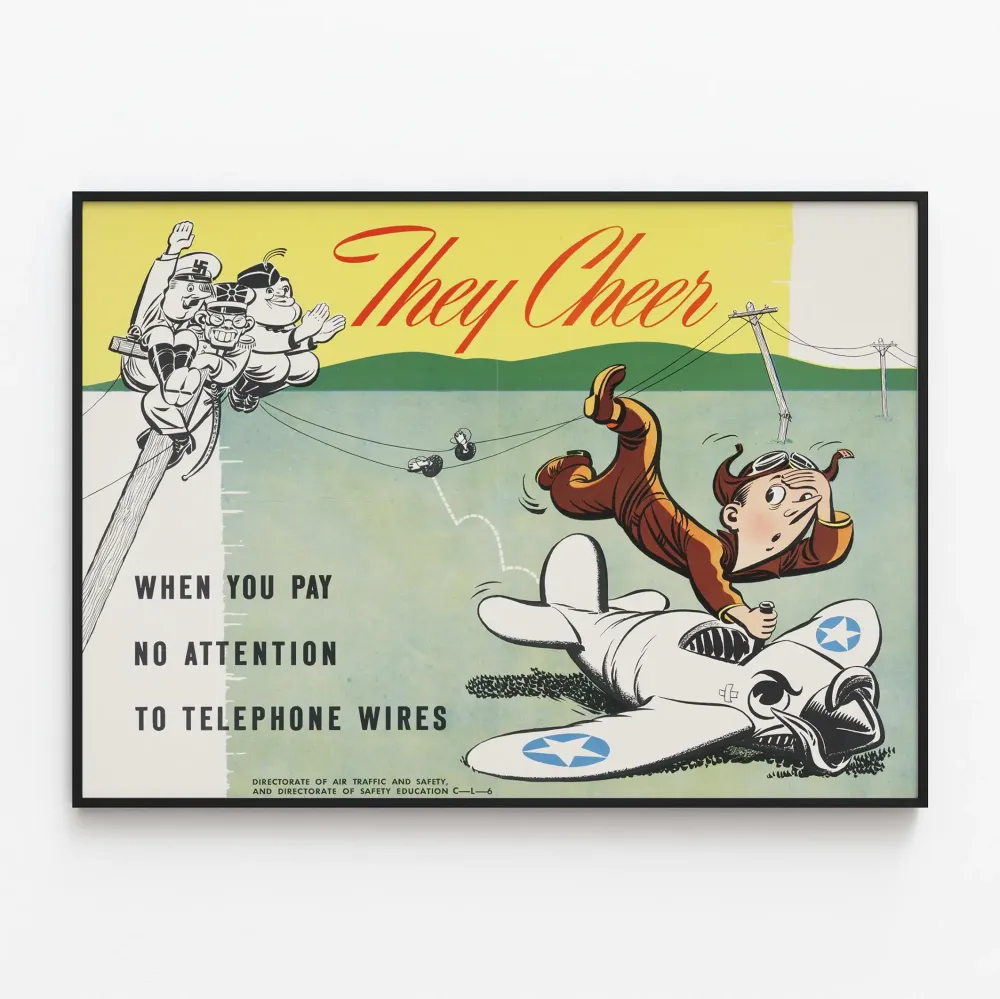 Plakat vintage They Cheer - Bezpieczeństwo Lotnicze i Synowie Telefoniczni