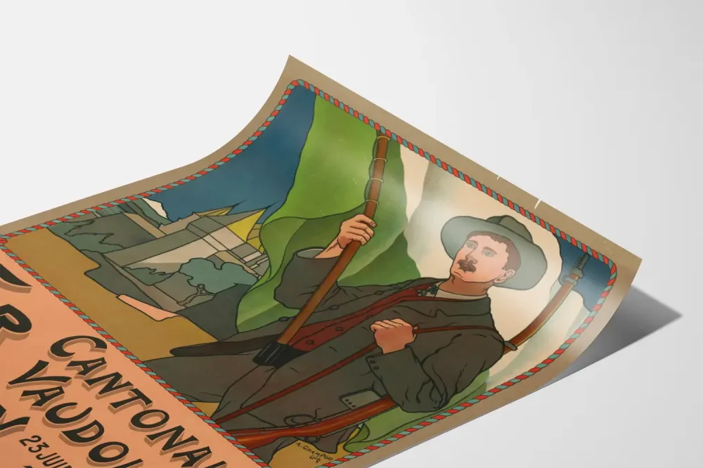 Plakat vintage Tir Cantonal Vaudois w Nyonie 1906