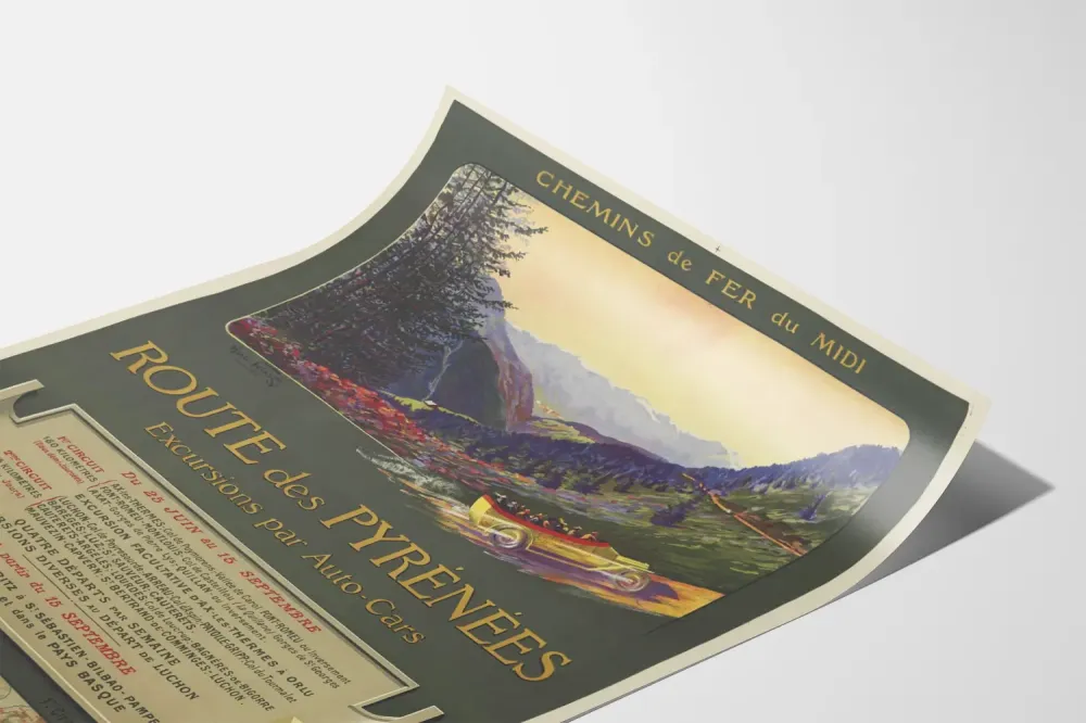 Plakat vintage Trasa Pirenejów - Wycieczki Kolejami Południa