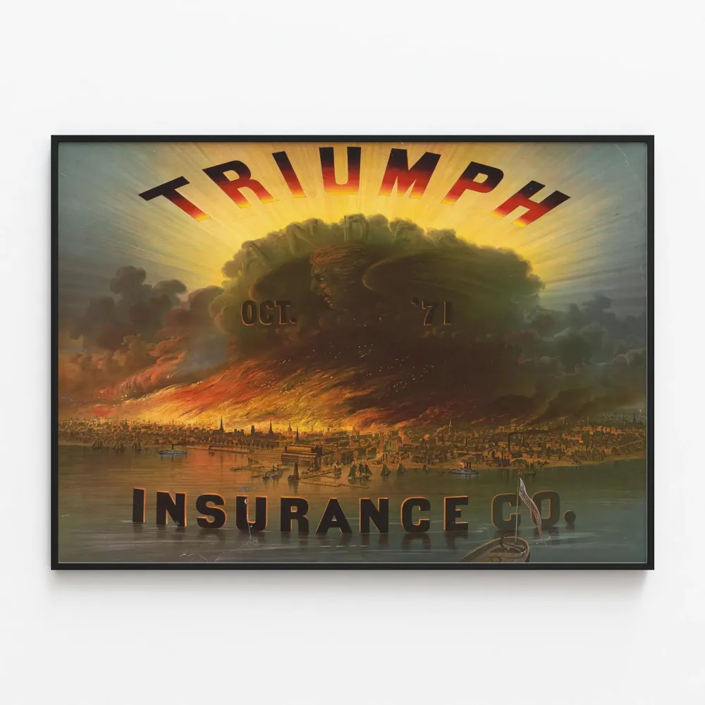 Plakat Vintage Triumph Insurance Co. Pożar październik 1871