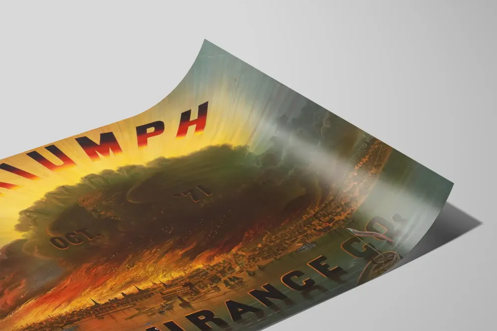 Plakat Vintage Triumph Insurance Co. Pożar październik 1871