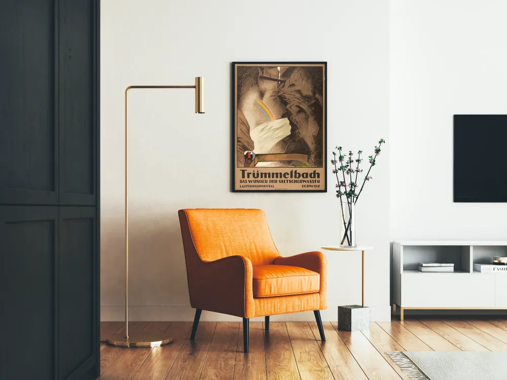 Plakat vintage Trümmelbach, lodospad wodospadu lodowcowego w Szwajcarii