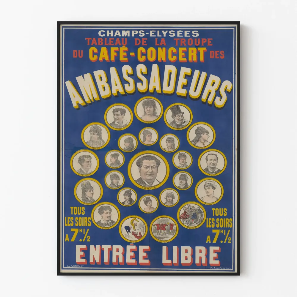 Plakat vintage Troupe du Café-Concert des Ambassadeurs