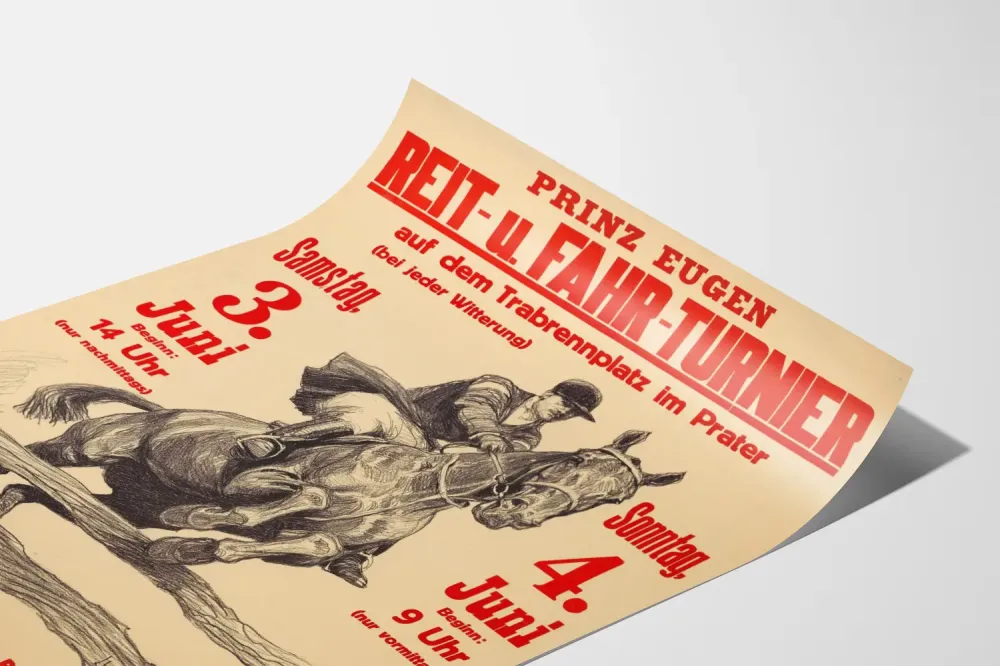 Plakat vintage turnieju jeździeckiego Prinz Eugen w Praterze