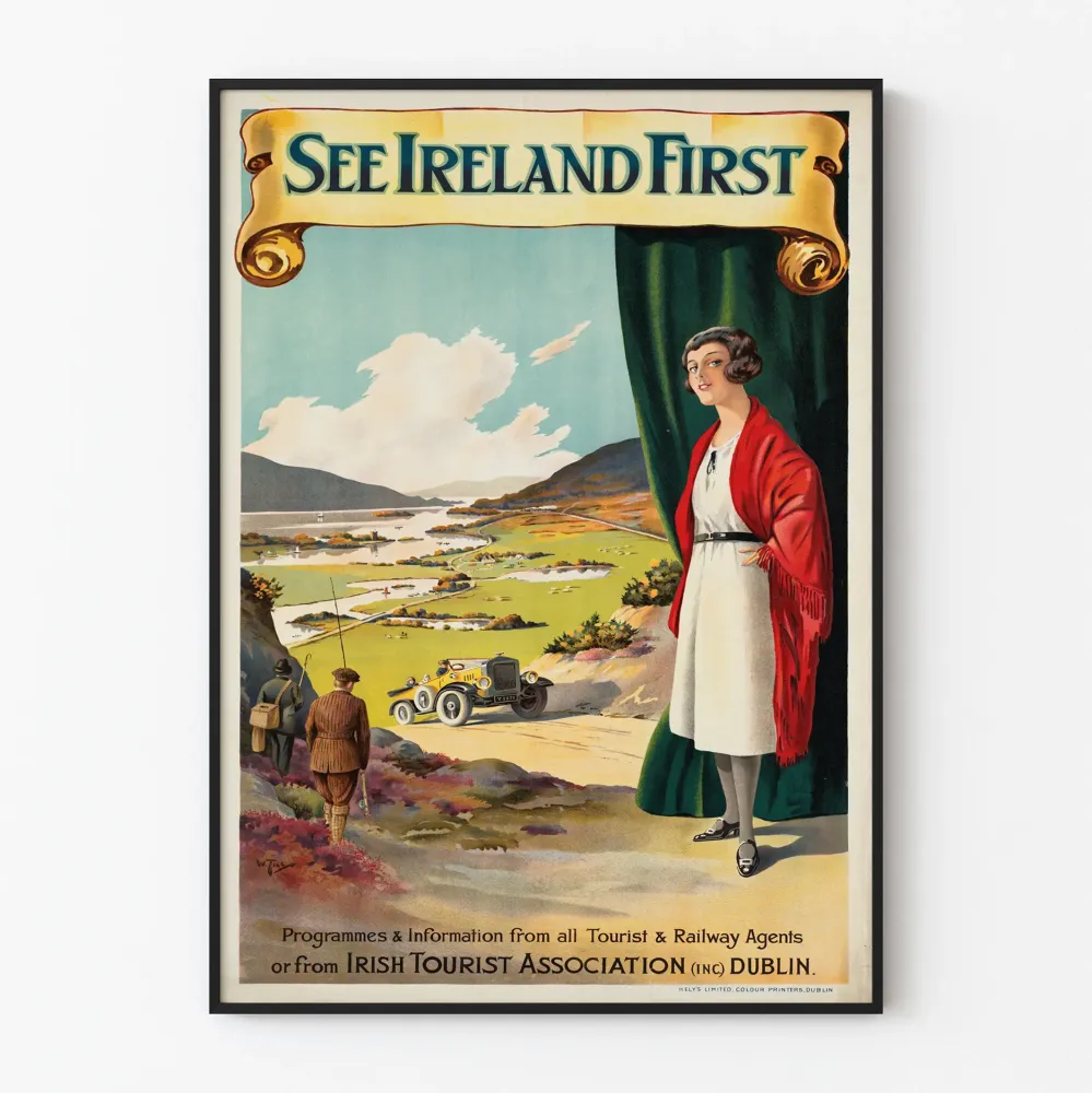 Plakat Vintage Turystyka Irlandia - Zobacz Irlandię jako pierwszą
