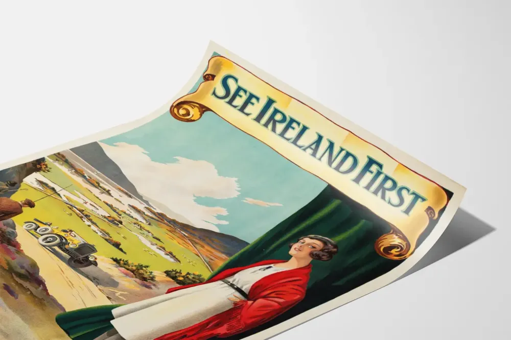 Plakat Vintage Turystyka Irlandia - Zobacz Irlandię jako pierwszą