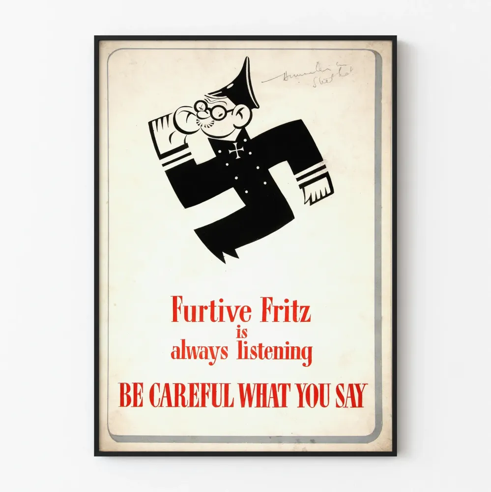 Plakat Vintage Ukryty Fritz Słucha Zawsze