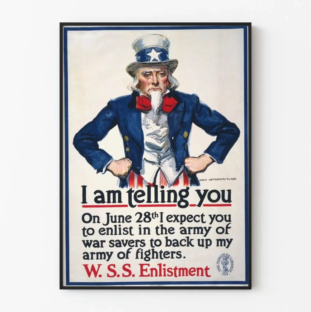 Plakat vintage Uncle Sam rekrutacja W.S.S. zgłoszenie do wojska