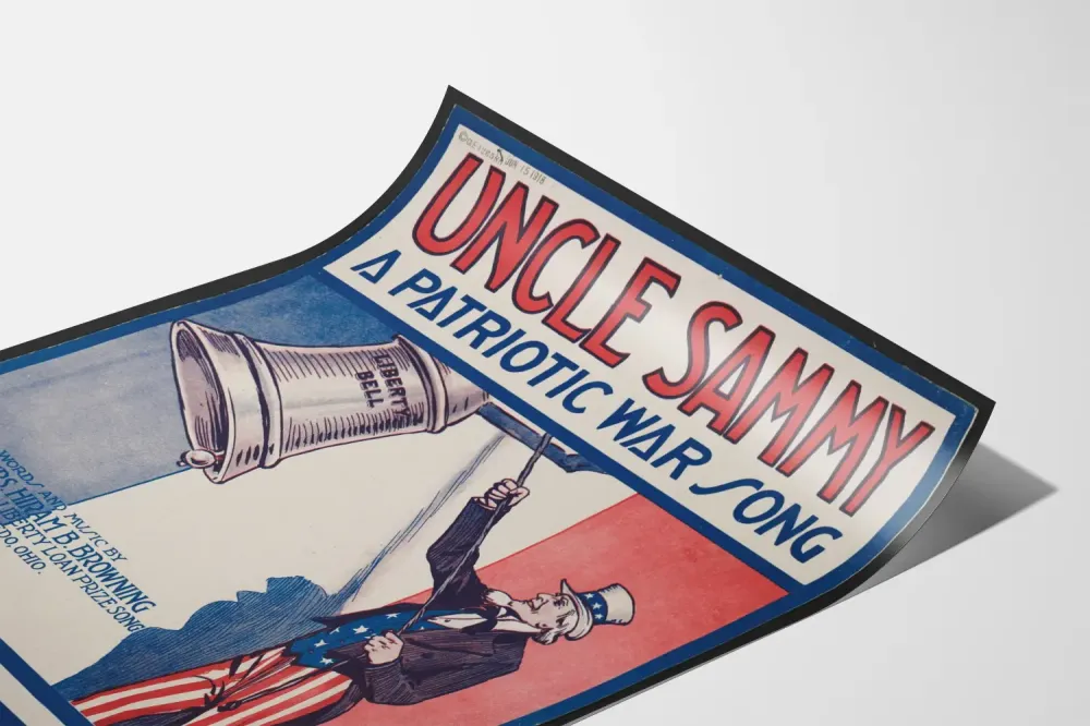 Plakat vintage Uncle Sammy - Patriotyczna piosenka wojenne