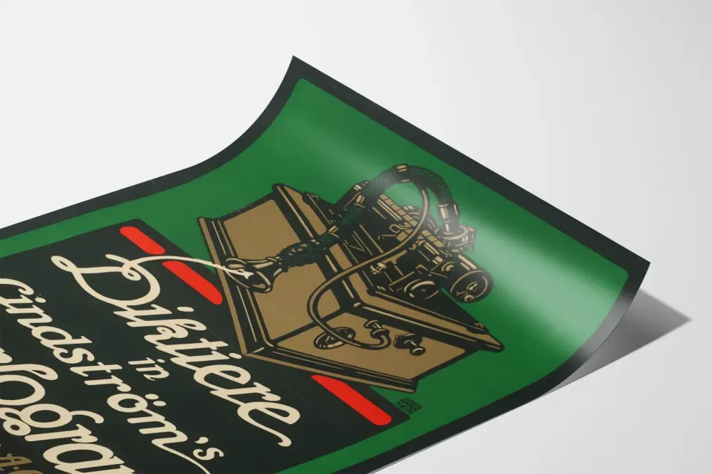 Plakat vintage urządzenie do dyktowania Lindström Parlograph