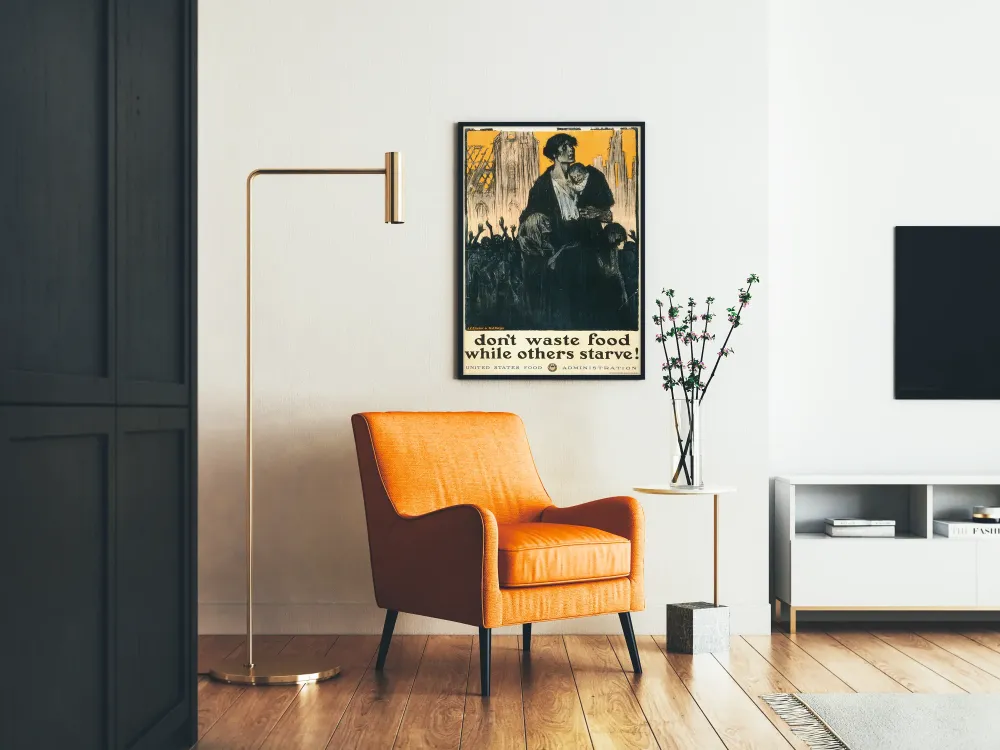 Plakat vintage uświadamiający marnotrawstwo żywności