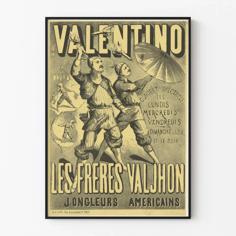 Plakat Vintage Valentino Bracia Valjhon Jugglerzy Amerykańscy