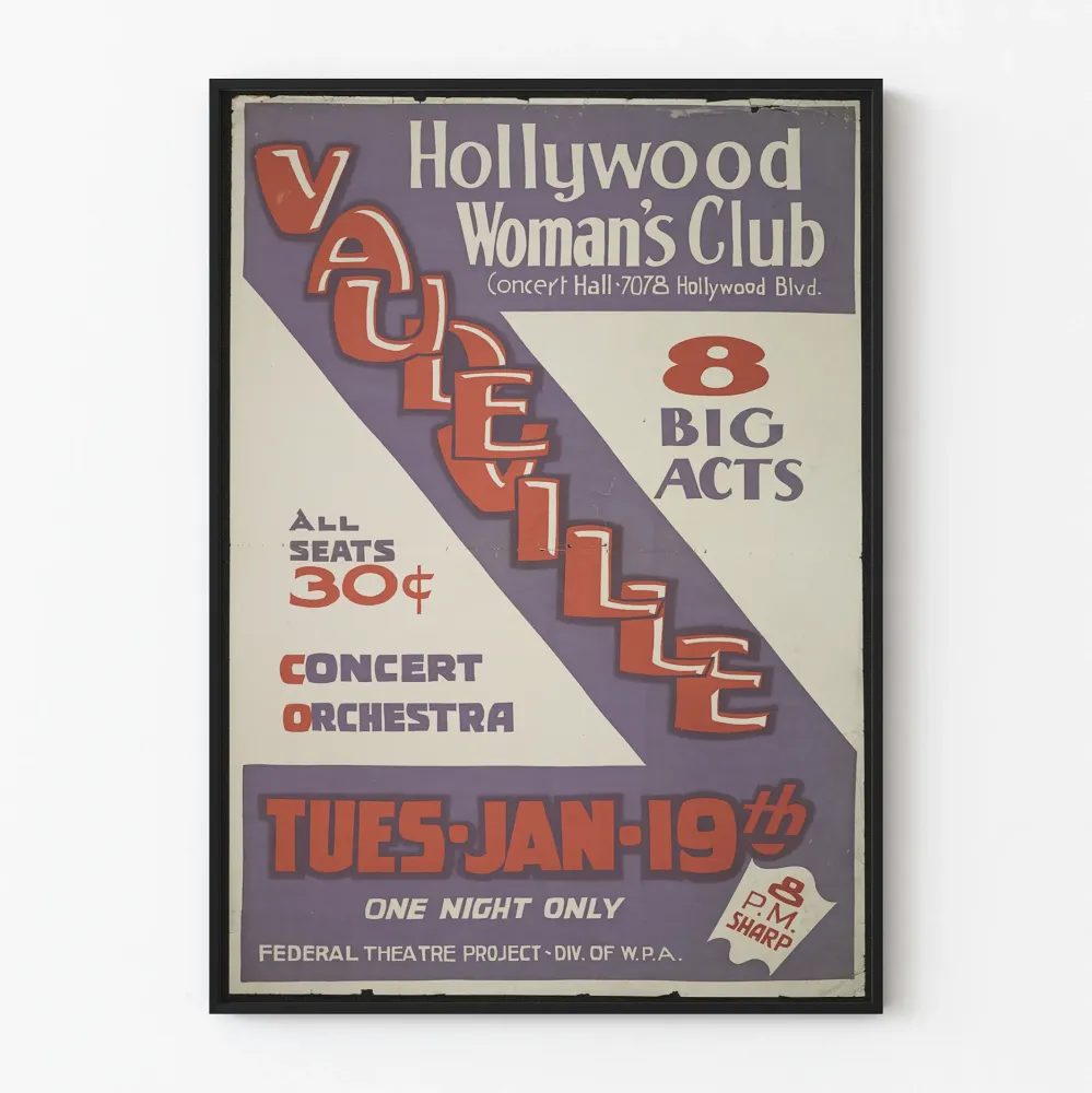 Plakat vintage vaudeville Hollywood Klub Kobiet