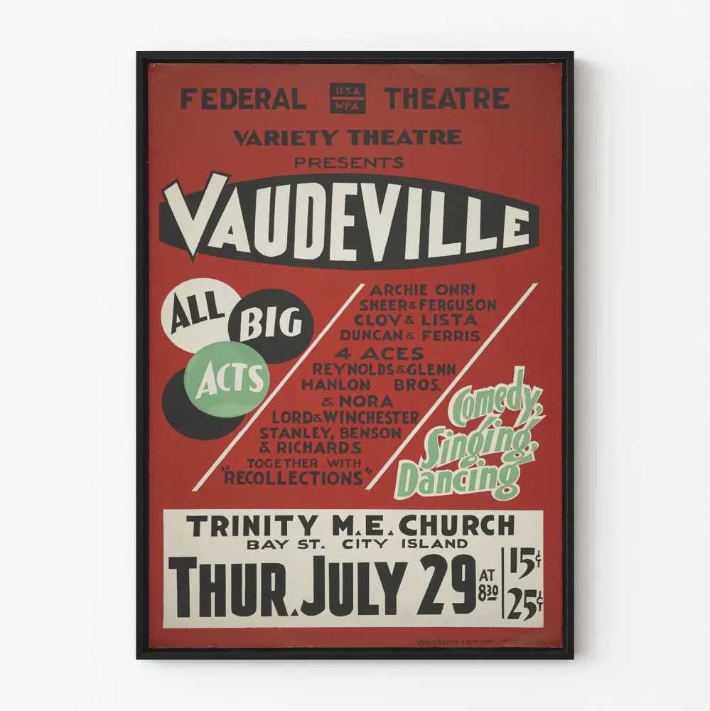 Plakat vintage vaudeville - spektakl teatralny melodramatyczny
