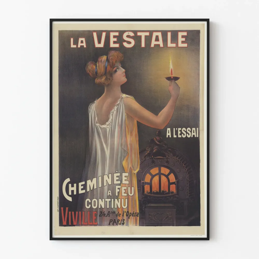 Plakat vintage La Vestale - Kominek z ciągłym ogniem Viville Paris