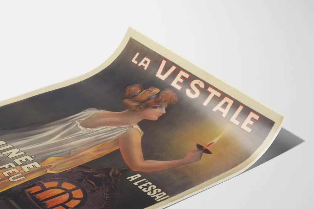 Plakat vintage La Vestale - Kominek z ciągłym ogniem Viville Paris
